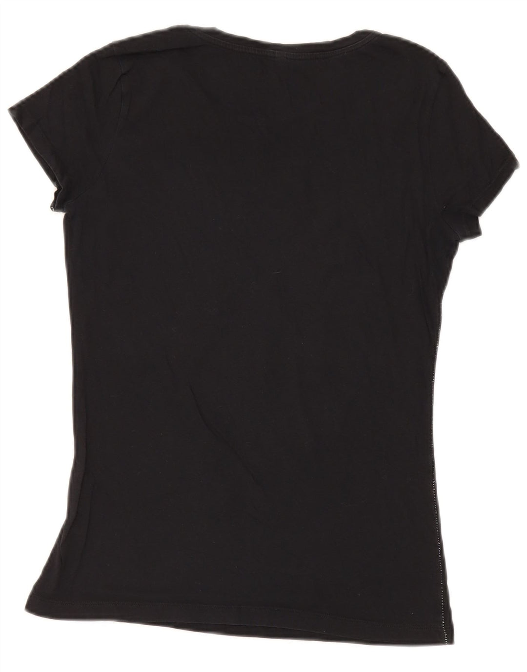 Benetton Womens Graphic T-Shirt Top UK 12 Mittelschwarze Baumwolle