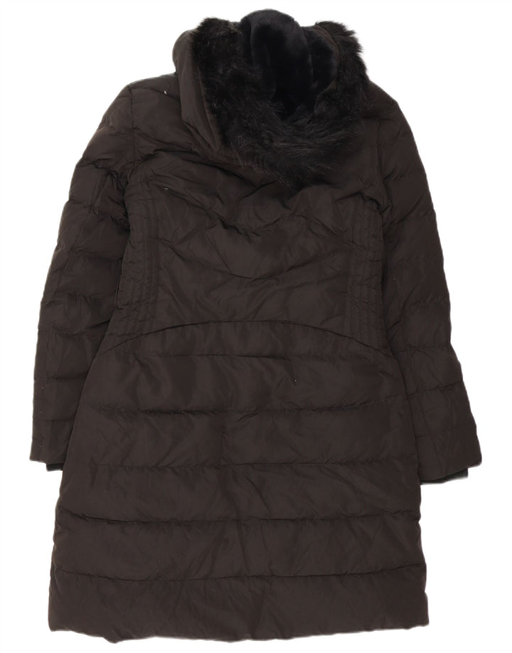 Zara Damen Kapuzenmantel, gepolstert, UK 14, Mittelschwarz, Polyester