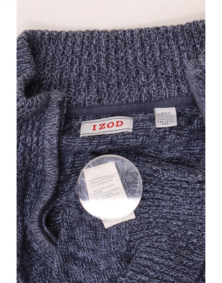 IZOD Herren-Pullover mit Reißverschluss am Hals, 2XL, marineblau gesprenkelte Baumwolle