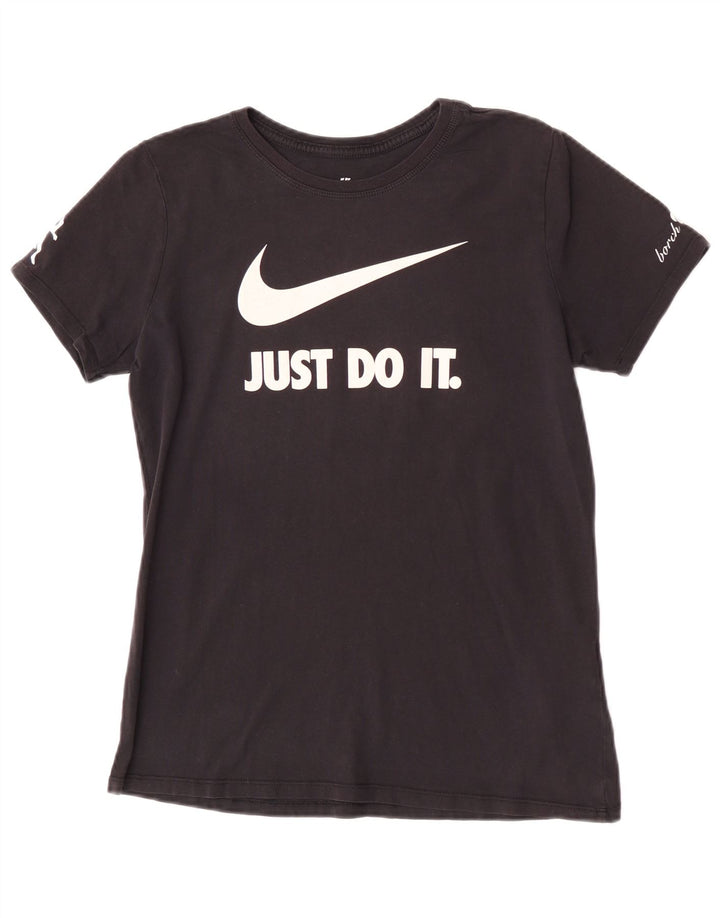 Nike Herren Athletic Cut Graphic T-Shirt-Oberteil aus mittelschwarzer Baumwolle