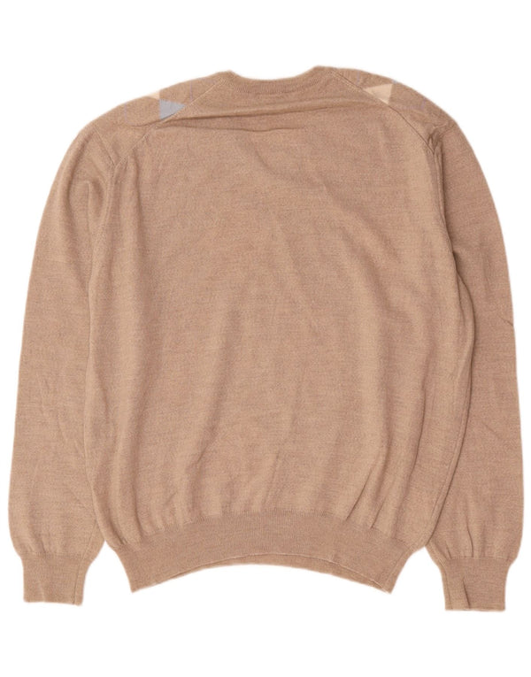 Bramante Herren-Pullover mit V-Ausschnitt IT 54 XL Beige Argyle/Diamant