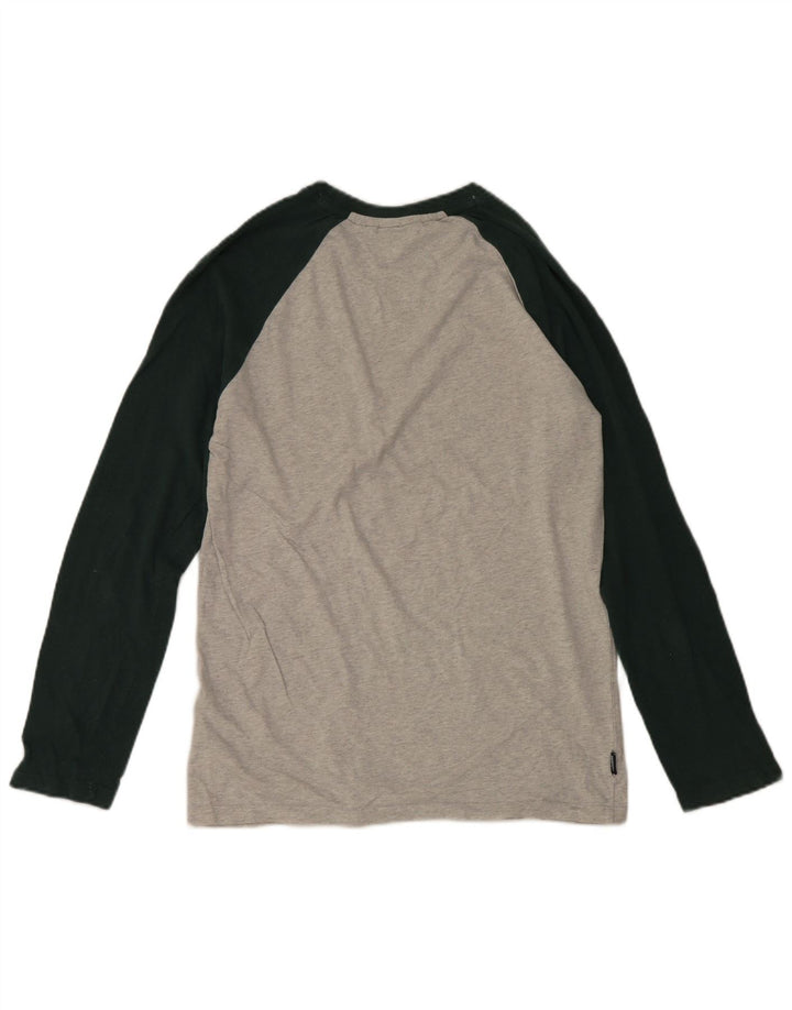 Superdry Herren-Oberteil aus langärmliger, mittelgrauer Colourblock-Baumwolle