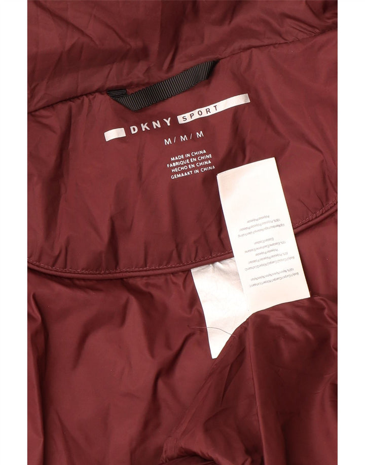 Dkny Womens Graphic Wattierte Jacke UK 14 Medium Maroon Polyester