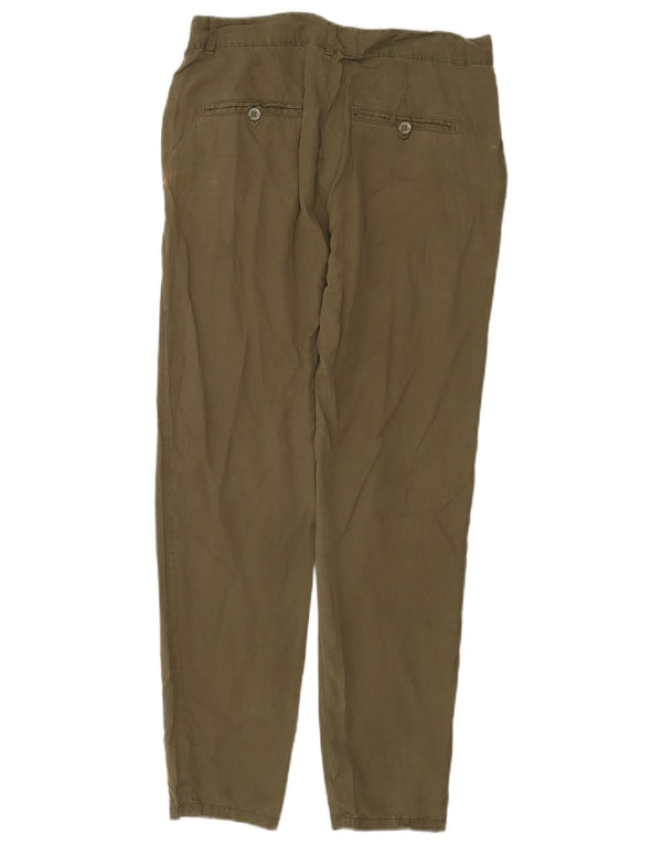 Zara Damen Tapered Chino-Hose EU 36 XS W26 L28 Grünes Lyocell