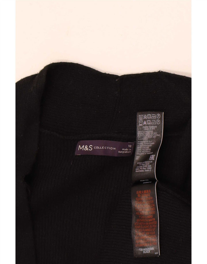 Marks & Spencer Damen Longline Open Cardigan Pullover UK 12 Medium Schwarz