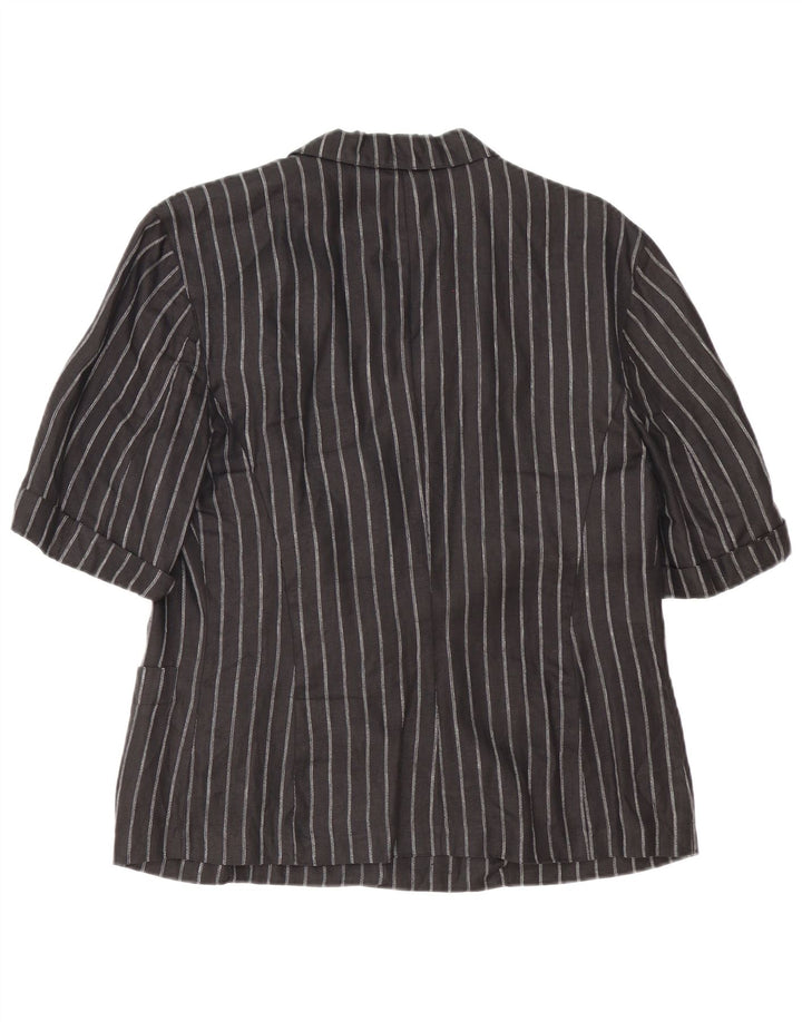 Max Mara Damen-Blazer mit 2 Knöpfen, UK 14, Mittelschwarz, Nadelstreifen