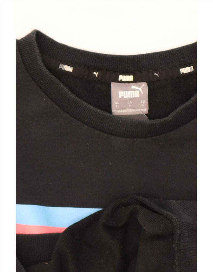 Puma Herren Sweatshirt Pullover Large Schwarz Colourblock Baumwolle