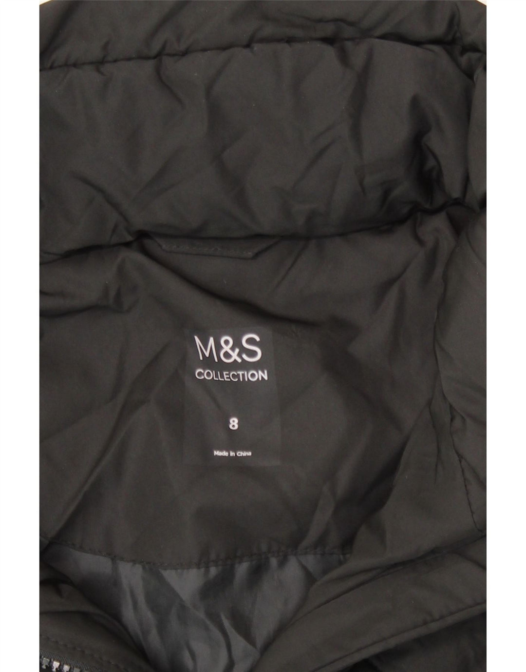 Marks & Spencer Wattierte Damenjacke mit Kapuze, UK 8, Größe S, Schwarz, Polyester