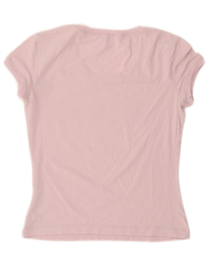 Armani Jeans Damen Grafik T-Shirt Top IT 42 Mittelrosa Baumwolle