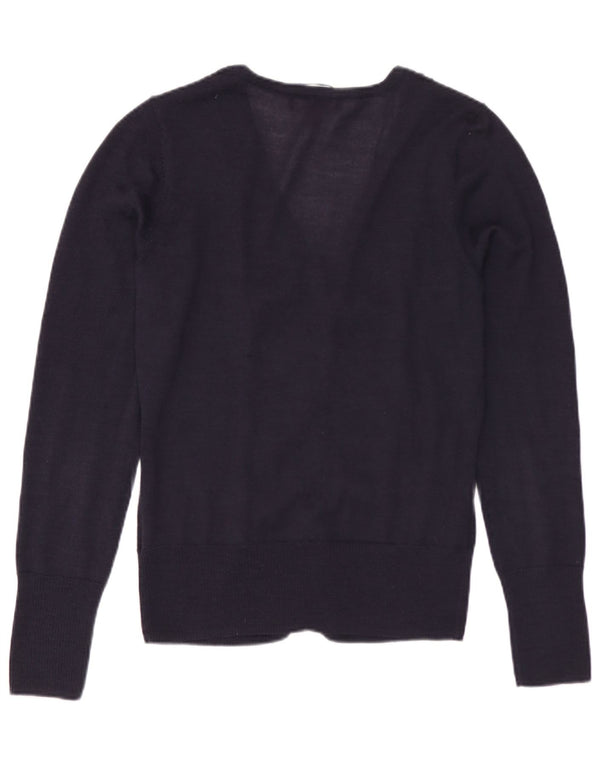 Monsoon Damen-Cardigan-Pullover UK 12 Mittelmarineblaue Merinowolle