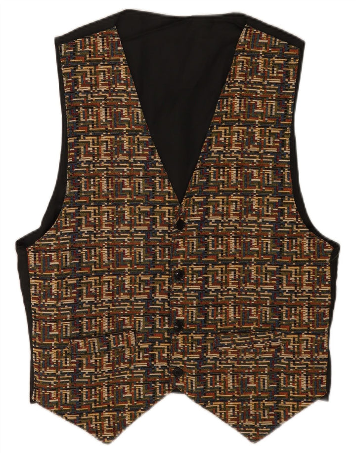 Vintage Herrenweste, groß, braun, geometrisch, Polyester