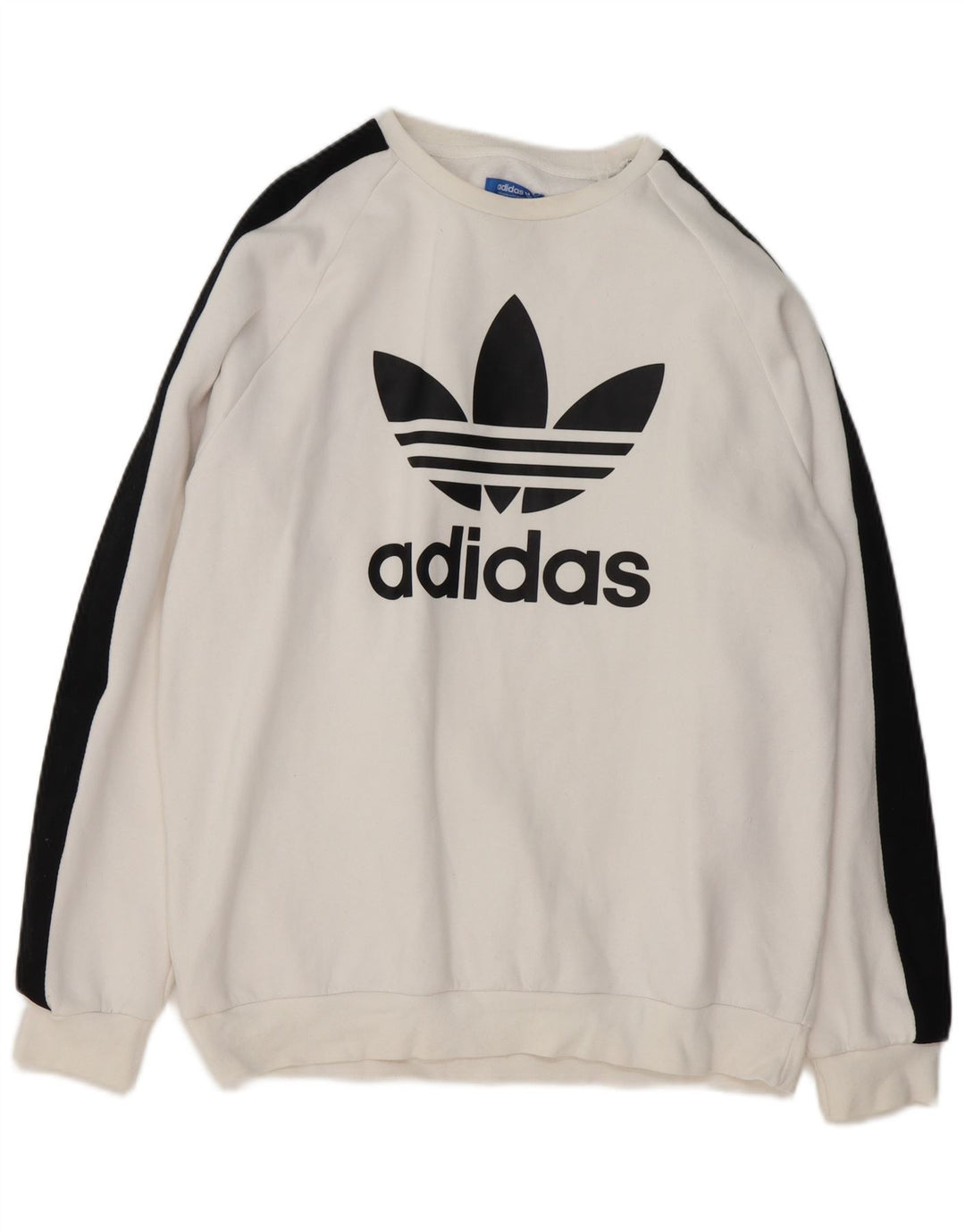 Adidas Herren Grafik-Sweatshirt-Pullover, groß, weiße Farbblock-Baumwolle