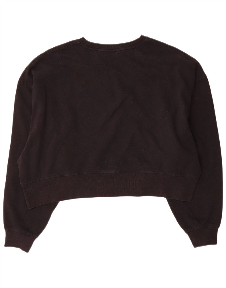 Dkny Womens Crop Oversized Sweatshirt Pullover UK 10 Small Schwarze Baumwolle