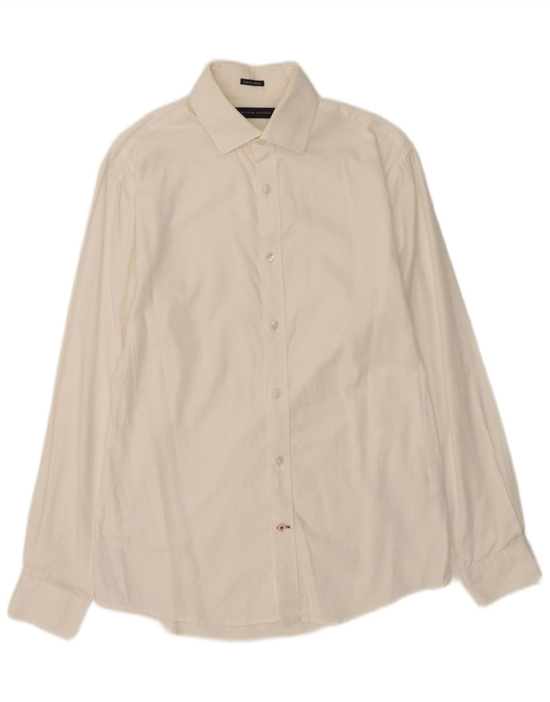 Tommy Hilfiger Herren-Slim-Fit-Hemd, Größe 15, mittelweiße Baumwolle