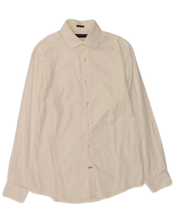Tommy Hilfiger Herren-Slim-Fit-Hemd, Größe 15, mittelweiße Baumwolle