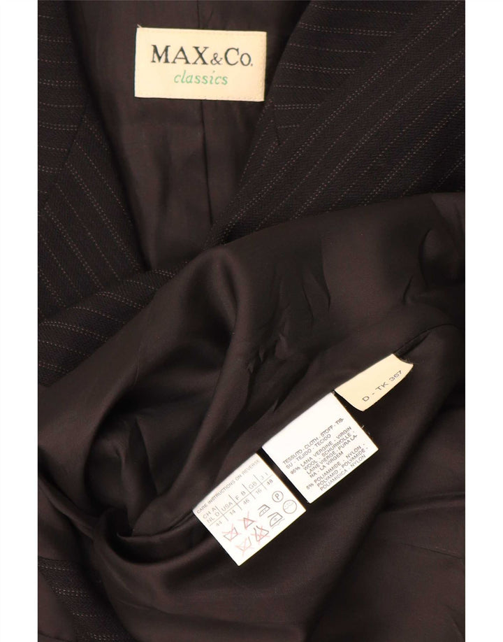 Max & Co. Damen-Blazerjacke mit 4 Knöpfen, Gr. 16, groß, schwarz gestreift, Wolle