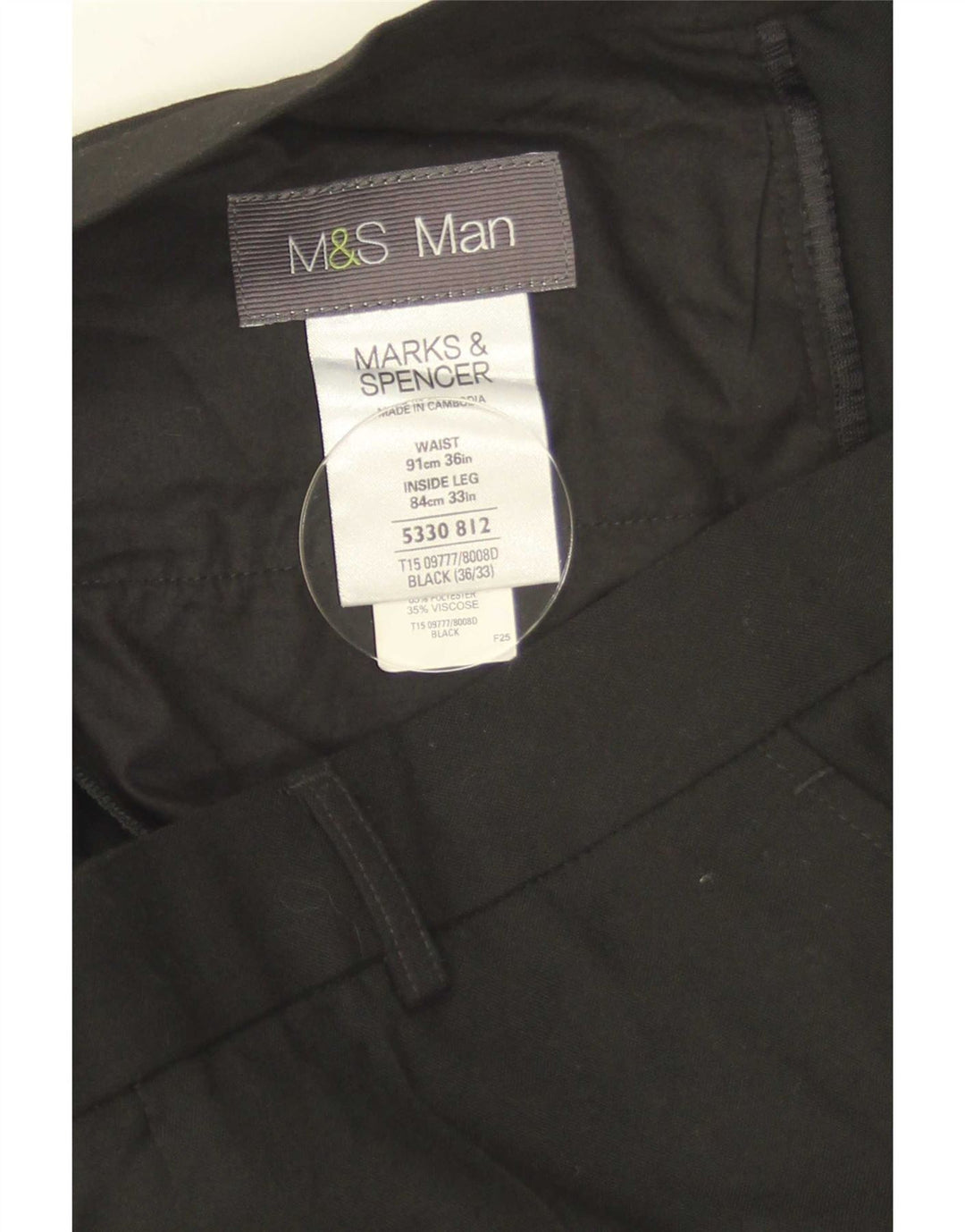 Gerade Herren-Anzughose von Marks & Spencer, W36, L33, Schwarz, Polyester