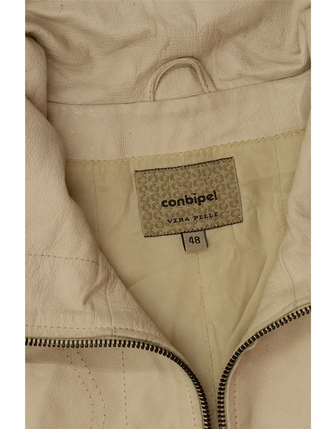 CONBIPEL Womens Leather Jacket IT 48 XL Beige Leather Vintage Conbipel and Second-Hand Conbipel from Messina Hembry 