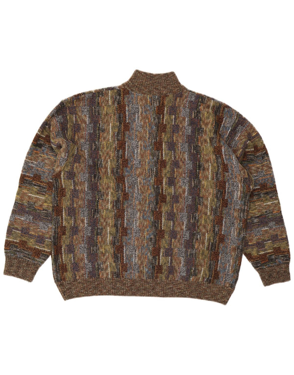 College By Marcazzani Herren-Pullover mit Reißverschluss am Hals IT 54 XL Braun Geometrisch