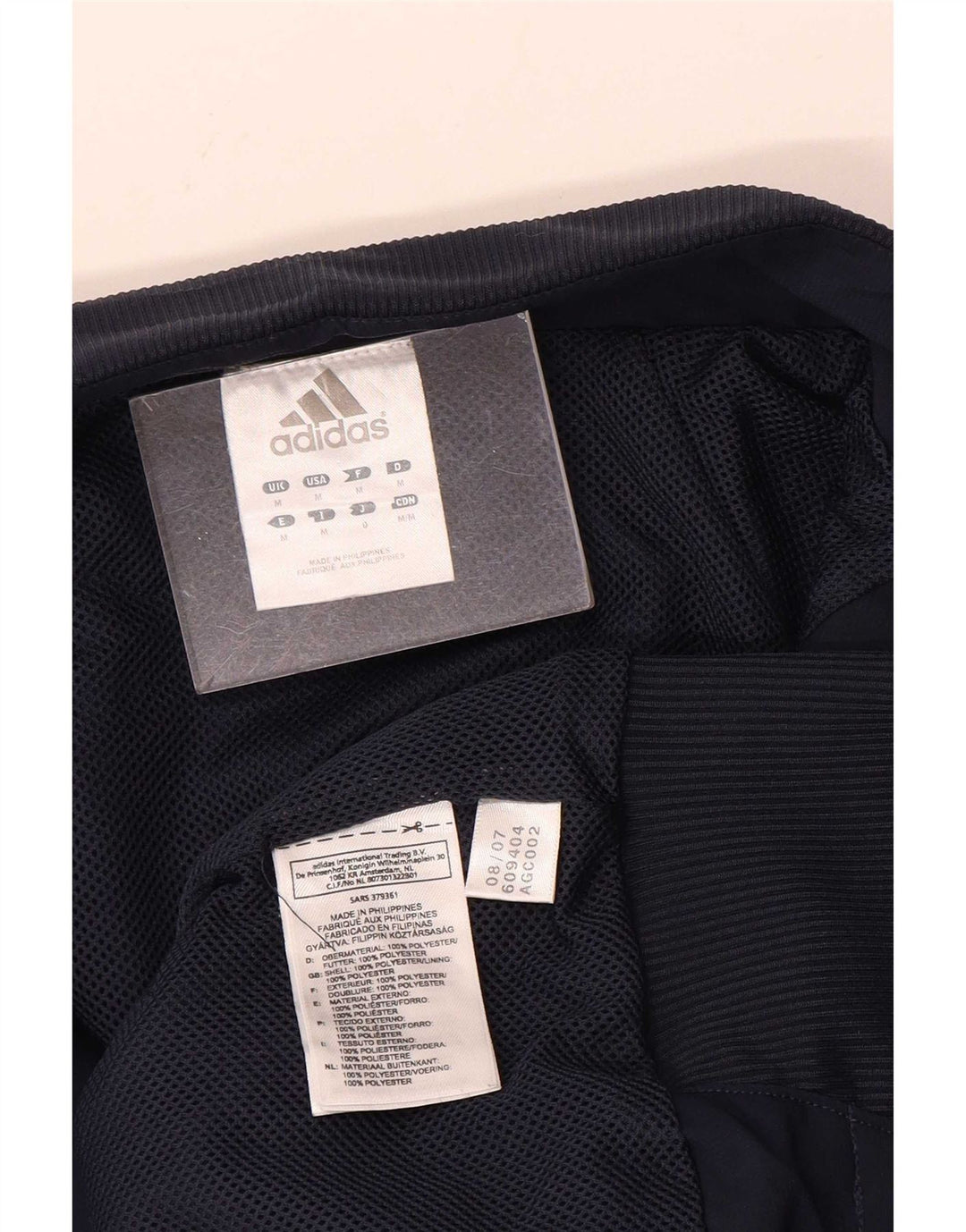Adidas Herren-Trainingsanzug mit grafischem Oberteil, mittelgroß, Marineblau, Farbblock