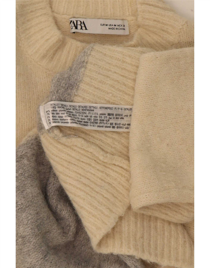 Rollkragenpullover für Damen von Zara, Gr. 14, Mittelbeige, Farbblock