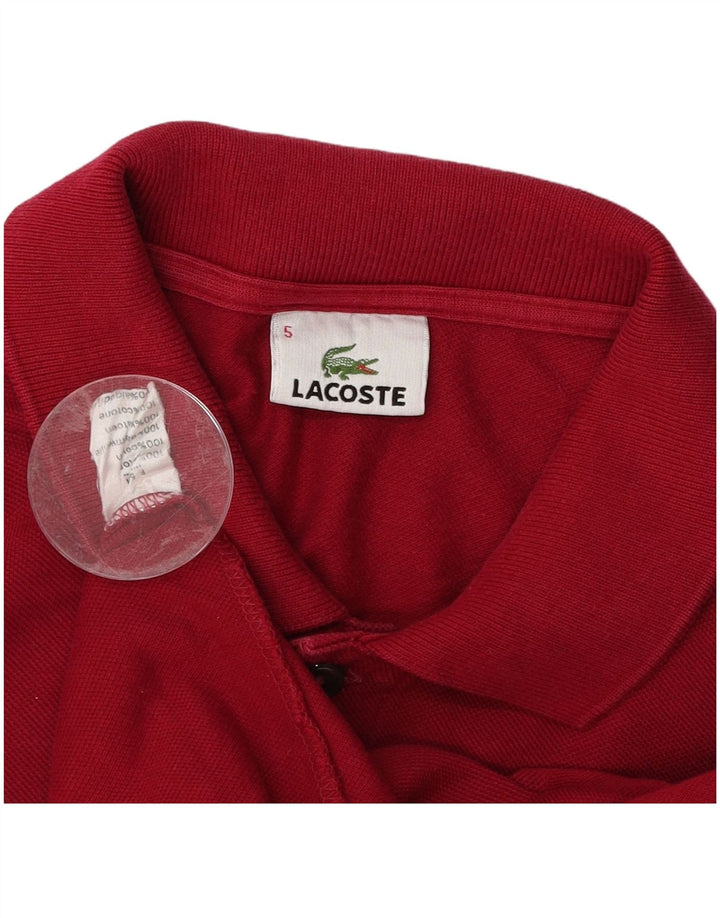 Lacoste Herren-Poloshirt, Größe 5, groß, burgunderrote Baumwolle