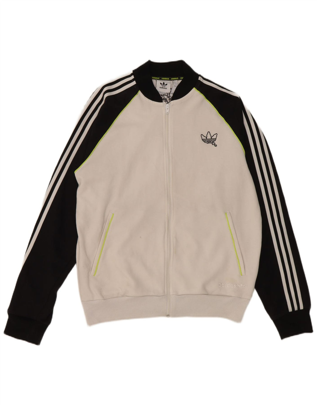 Adidas Herren-Trainingsanzug-Top-Jacke, großes weißes Colourblock-Polyester