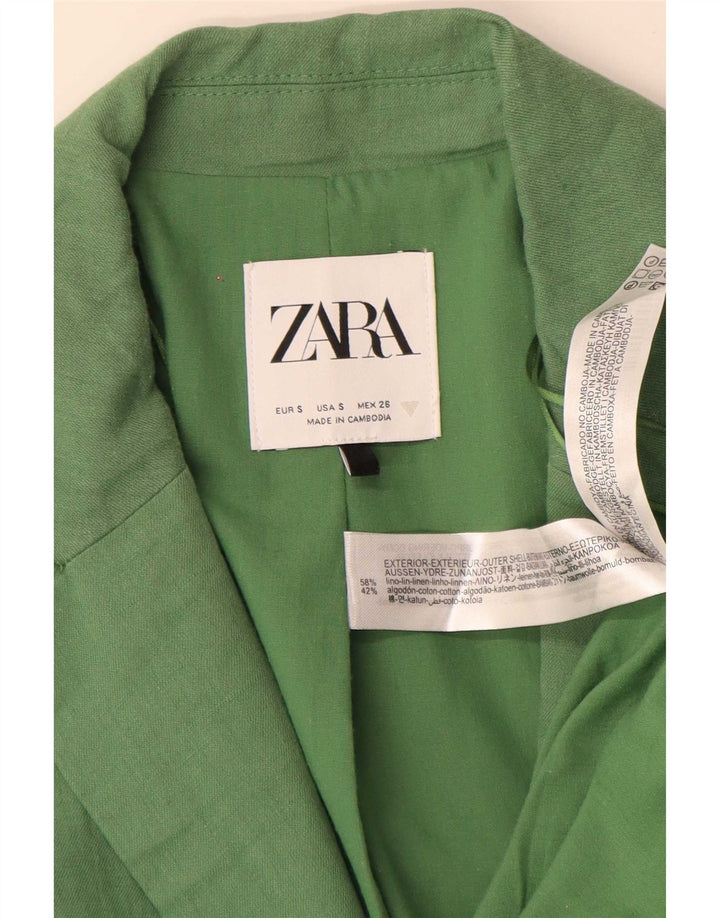 Zara Damen-Blazer mit 2 Knöpfen, übergroß, Gr. 10, Größe S, grünes Leinen