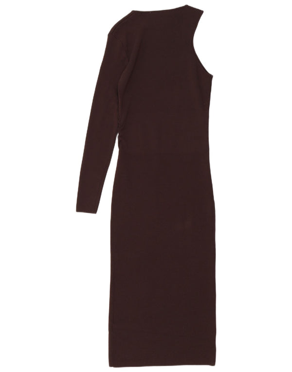 Zara Damen One-Shoulder-Kleid UK 12 Mittelbraun
