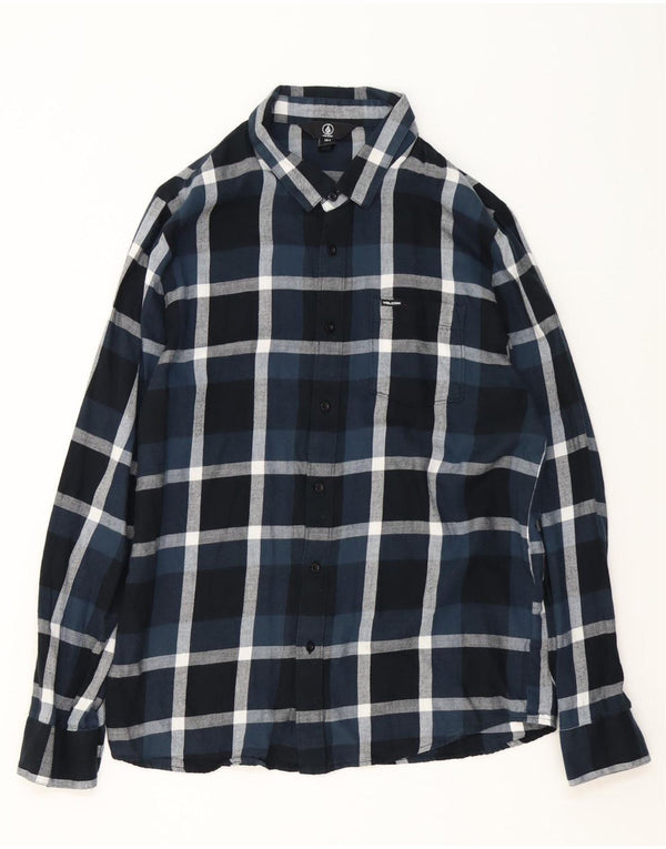 Volcom Herren-Flanellhemd, groß, marineblau, kariert, Baumwolle