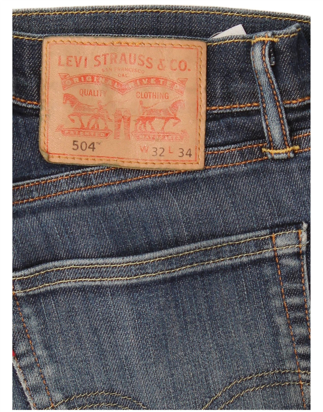 Levi's Herren 504 Straight Jeans W32 L34 Marineblaue Baumwolle