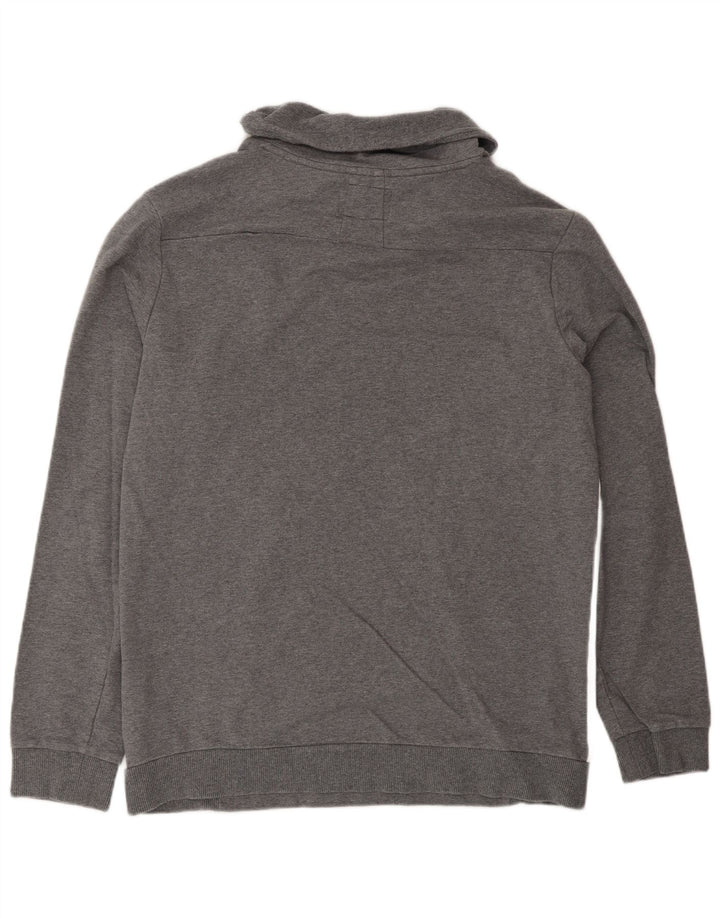 Guess Damen-Sweatshirt-Pullover IT 42 Mittelgraue Colourblock-Baumwolle