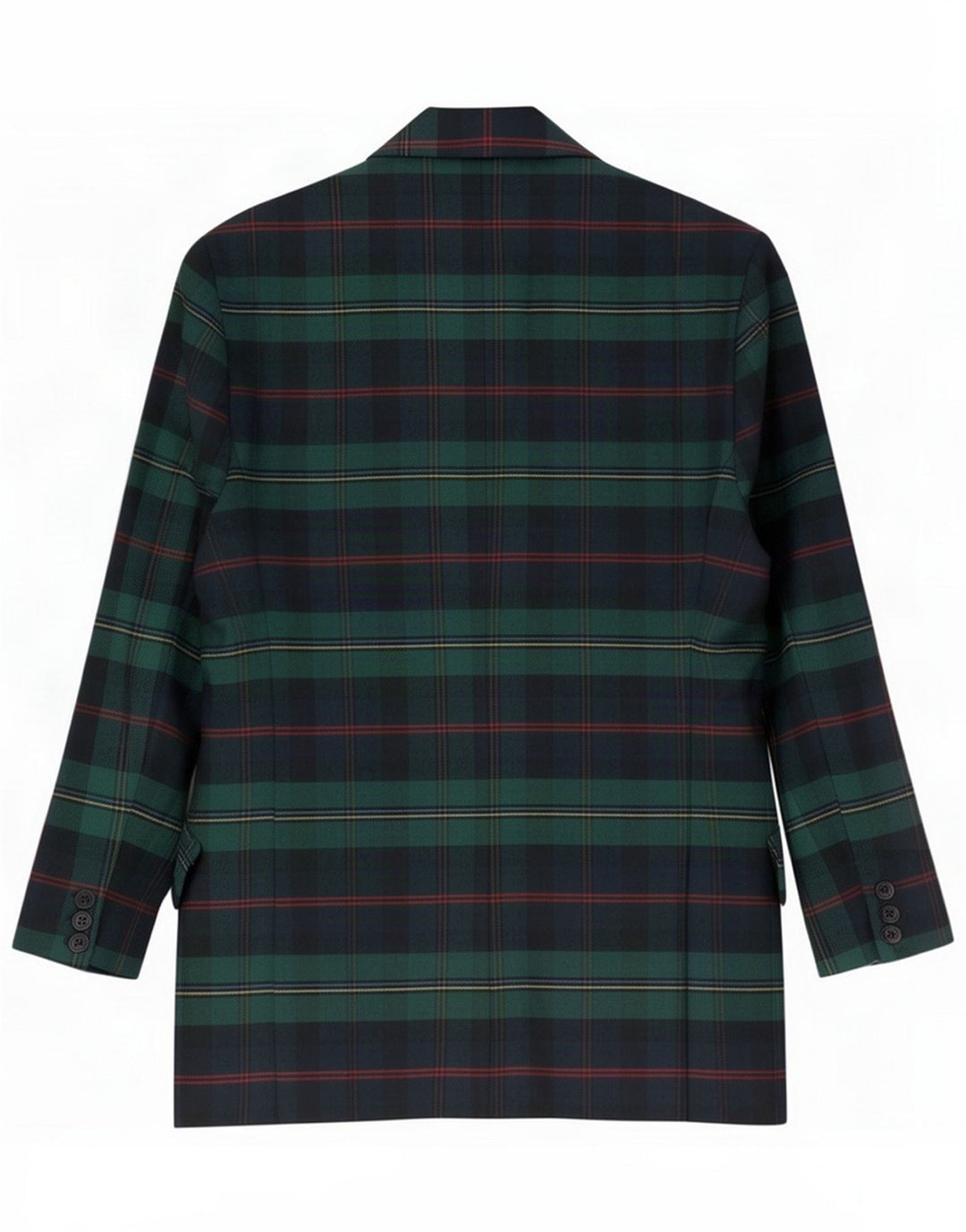Benetton Damen 2-Knopf-Blazerjacke IT 42 Mittelgrün kariertes Polyester