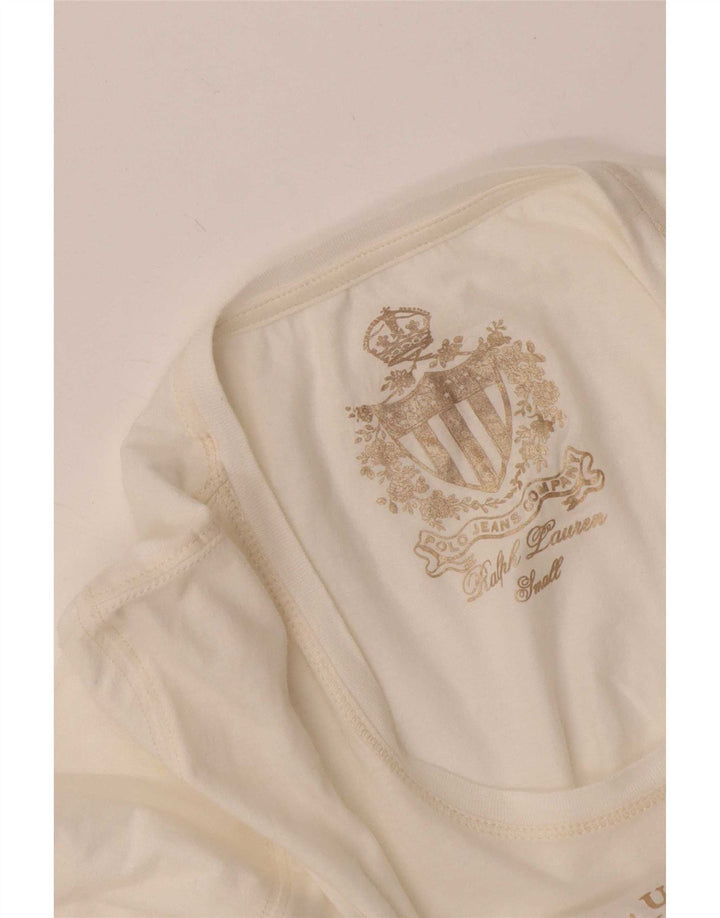 Ralph Lauren Damen Graphic Top Langarm UK 8 Small Weiß