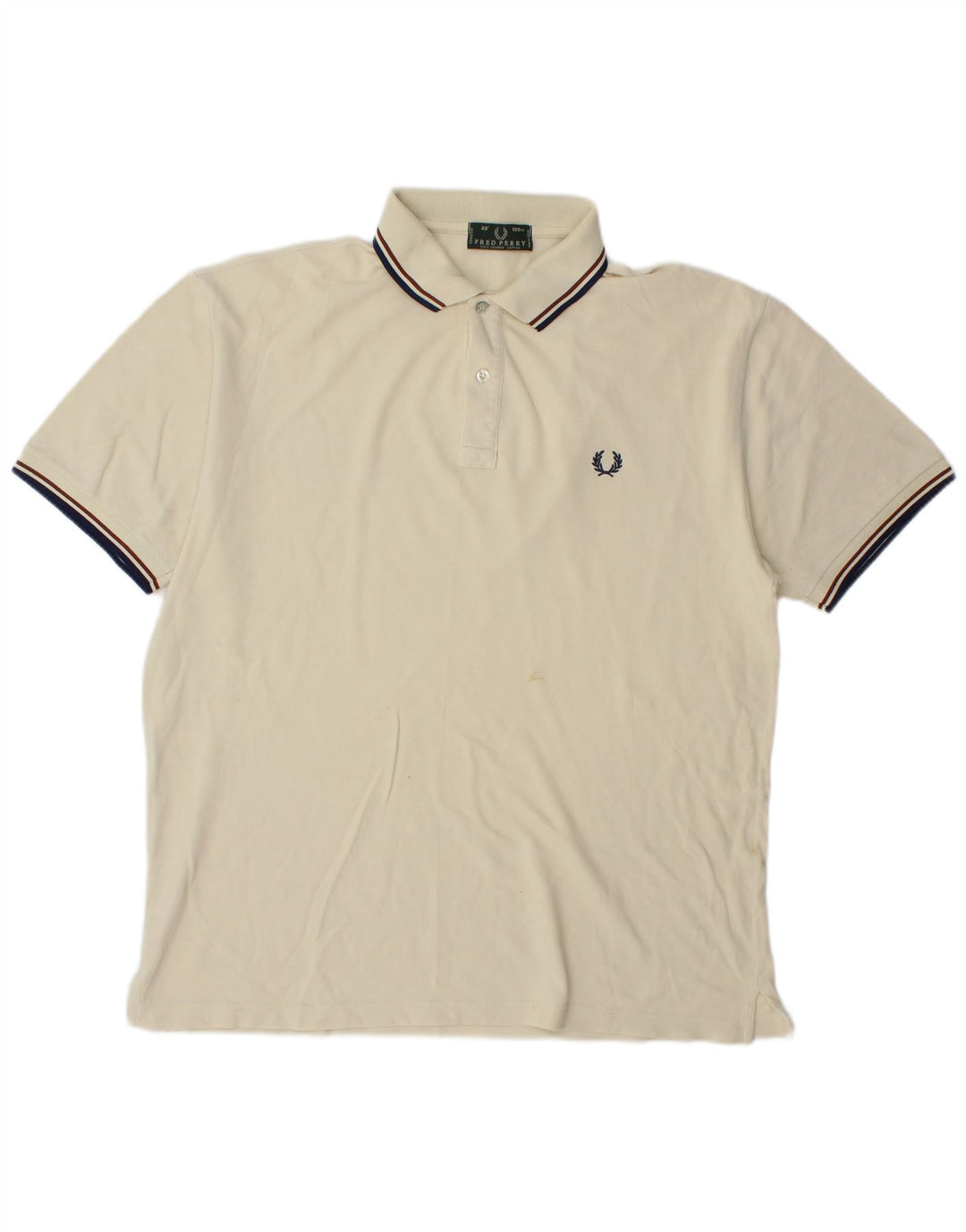 Fred Perry Herren-Poloshirt, groß, cremefarbene Baumwolle