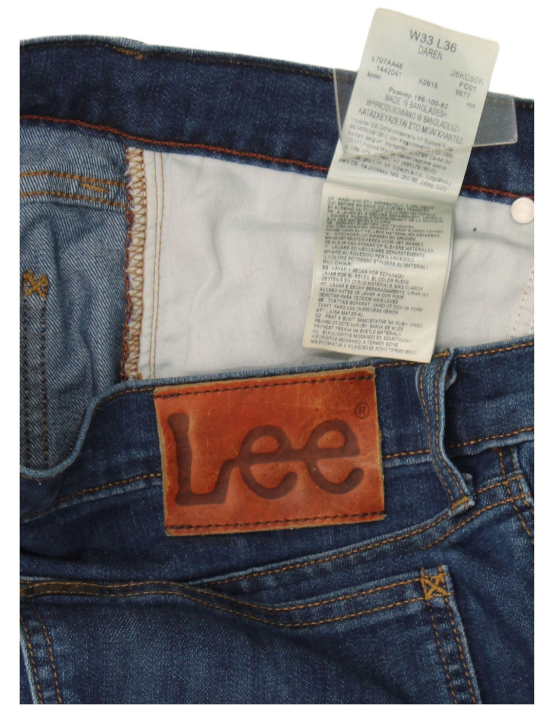 Lee Herren Daren Slim Jeans W33 L36 Blaue Baumwolle