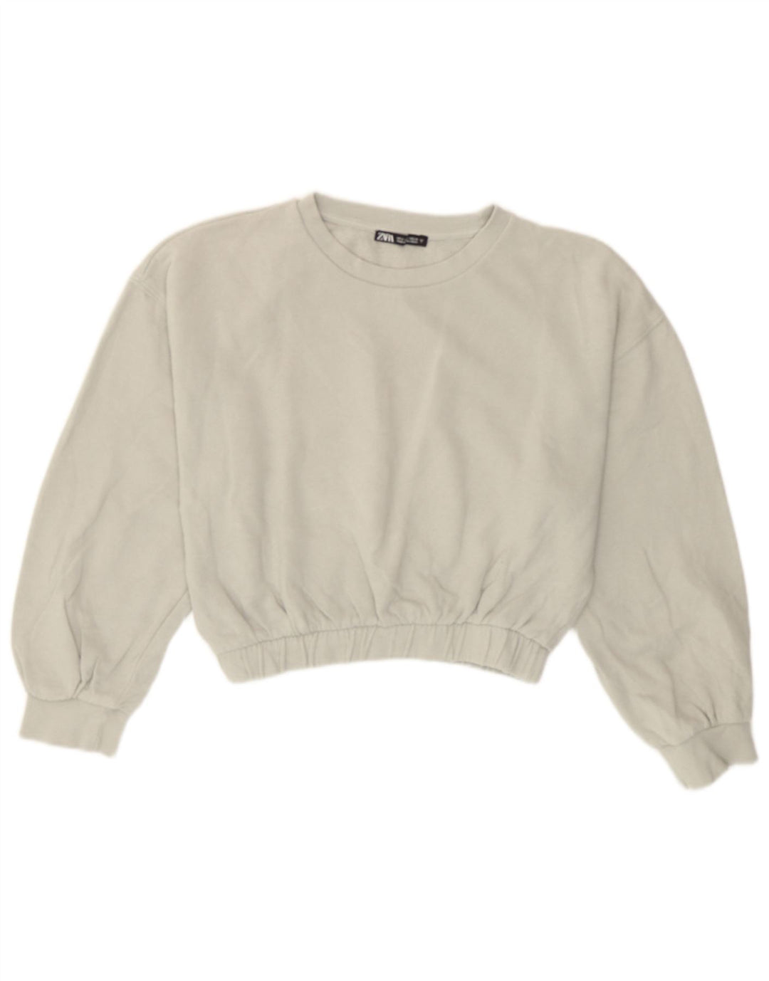 Zara Damen Crop Sweatshirt Pullover UK 14 Mittelgraue Baumwolle