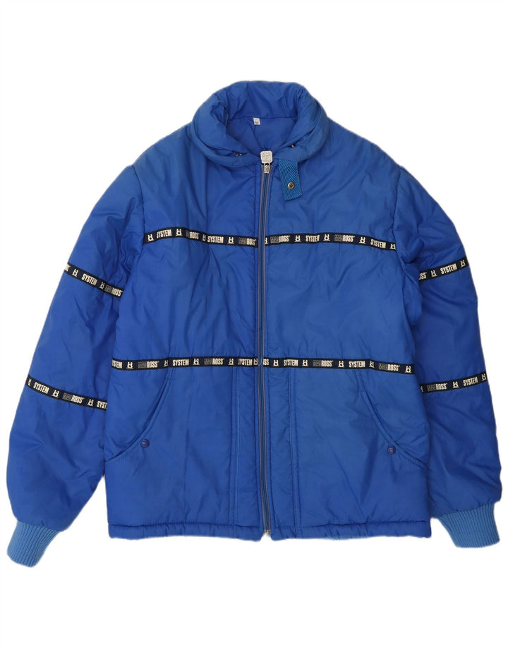 MACROSS Herren Graphic Wattierte Jacke UK 46 3XL Blau