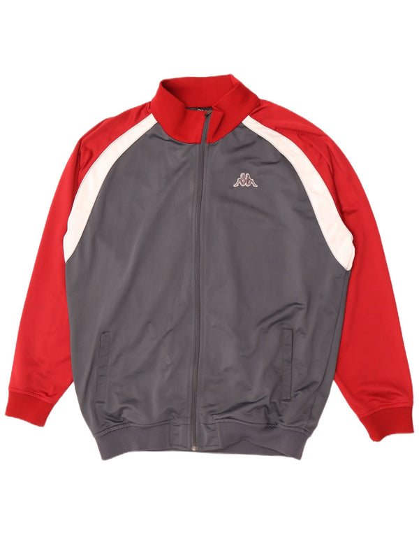 Kappa Herren-Trainingsanzug-Oberteiljacke 3XL Graues Colourblock-Polyester