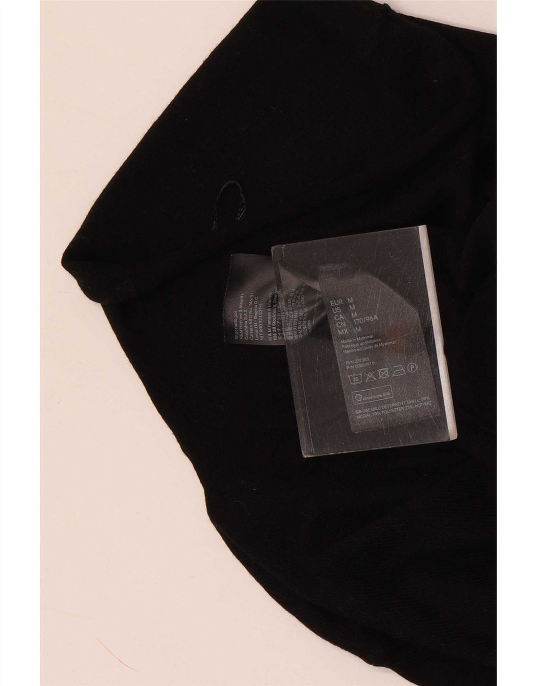 H&M Damen Top Langarm UK 14 Medium Schwarz Modal