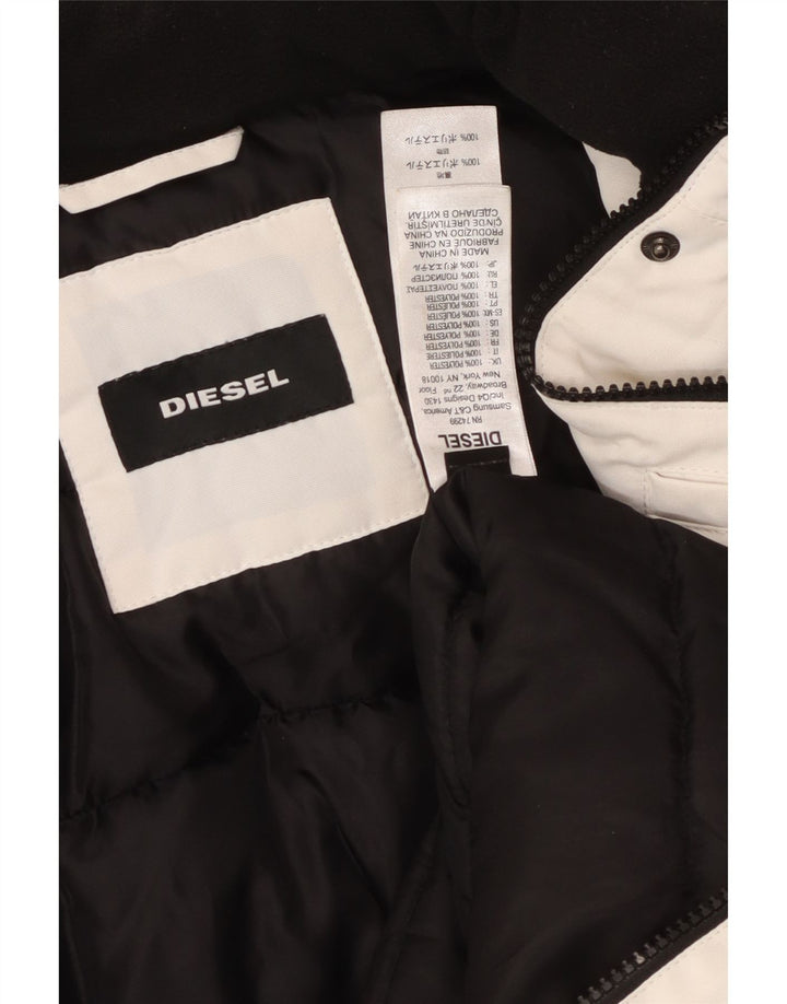 Diesel Damen-Parka mit Kapuze, UK 10, Größe S, Weiß, Polyester