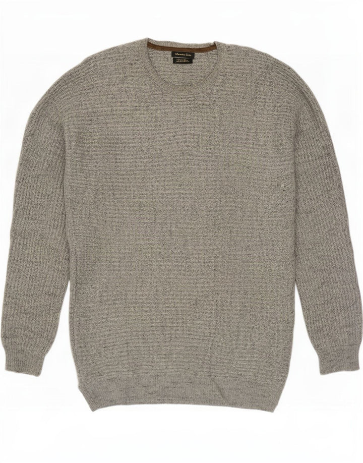 Massimo Dutti Herren-Pullover mit Rundhalsausschnitt, große graue Wolle