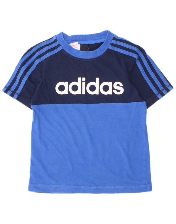 Adidas T-Shirt mit Grafik für Jungen, 7–8 Jahre, blaues Farbblockdesign