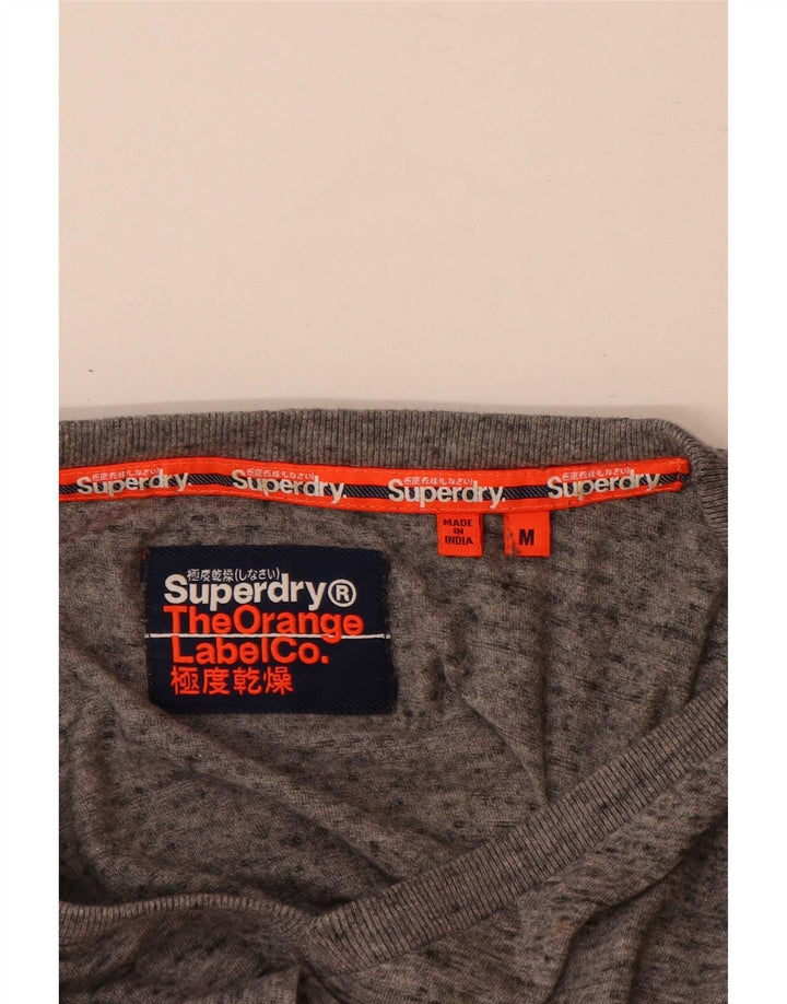 Superdry Herren T-Shirt-Oberteil aus mittelgrau gefleckter Baumwolle