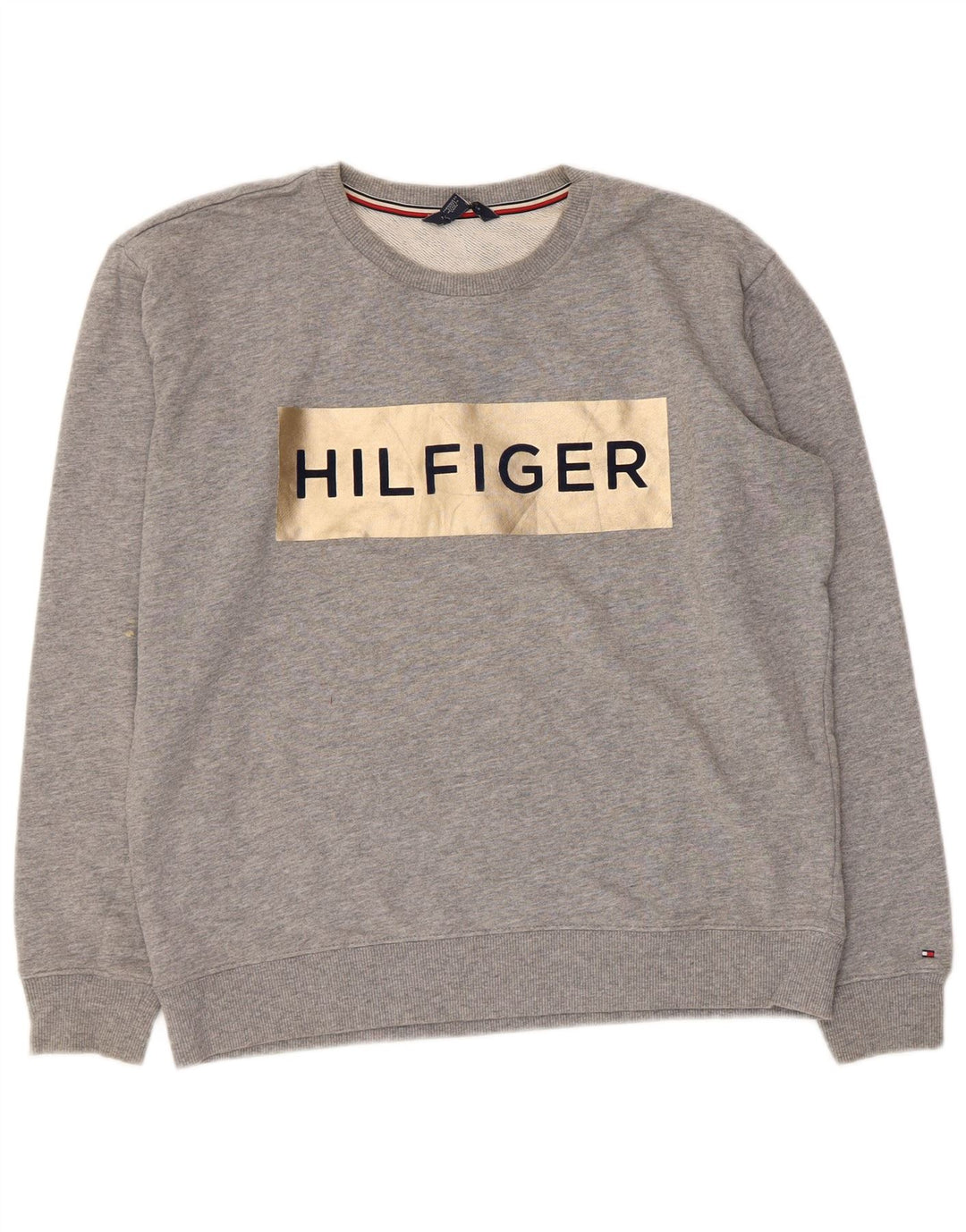 Tommy Hilfiger Herren-Sweatshirt mit Grafik, mittelgrau gefleckte Baumwolle