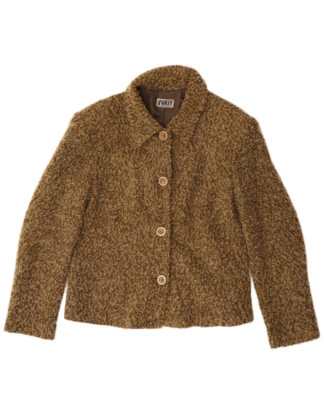 Vintage Damen 4-Knopf-Blazerjacke UK 14 Medium Khaki Flecked Acryl