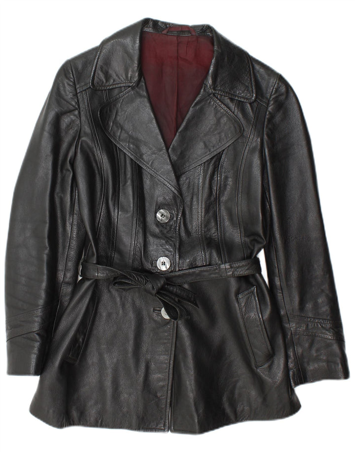 Vintage Damen Lederjacke IT 44 Mittelschwarzes Leder