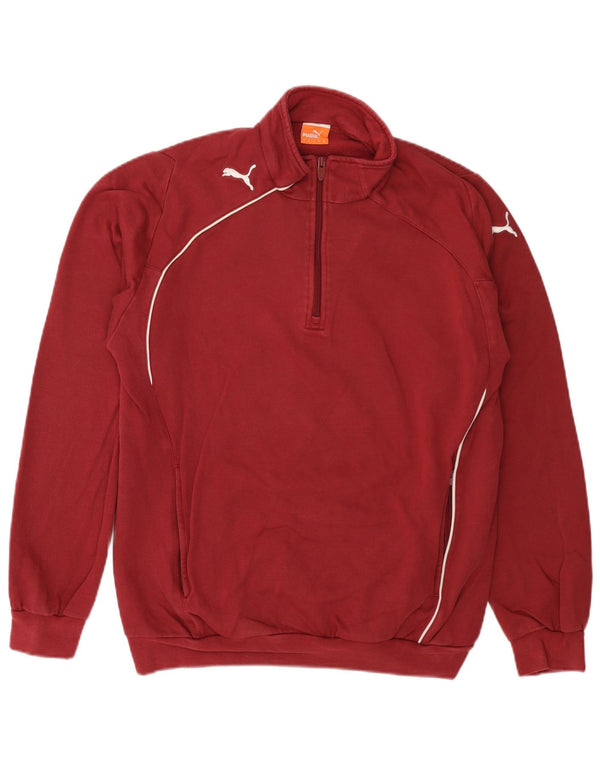 Puma Mens Zip Neck Sweatshirt Jumper Medium Burgundy Cotton