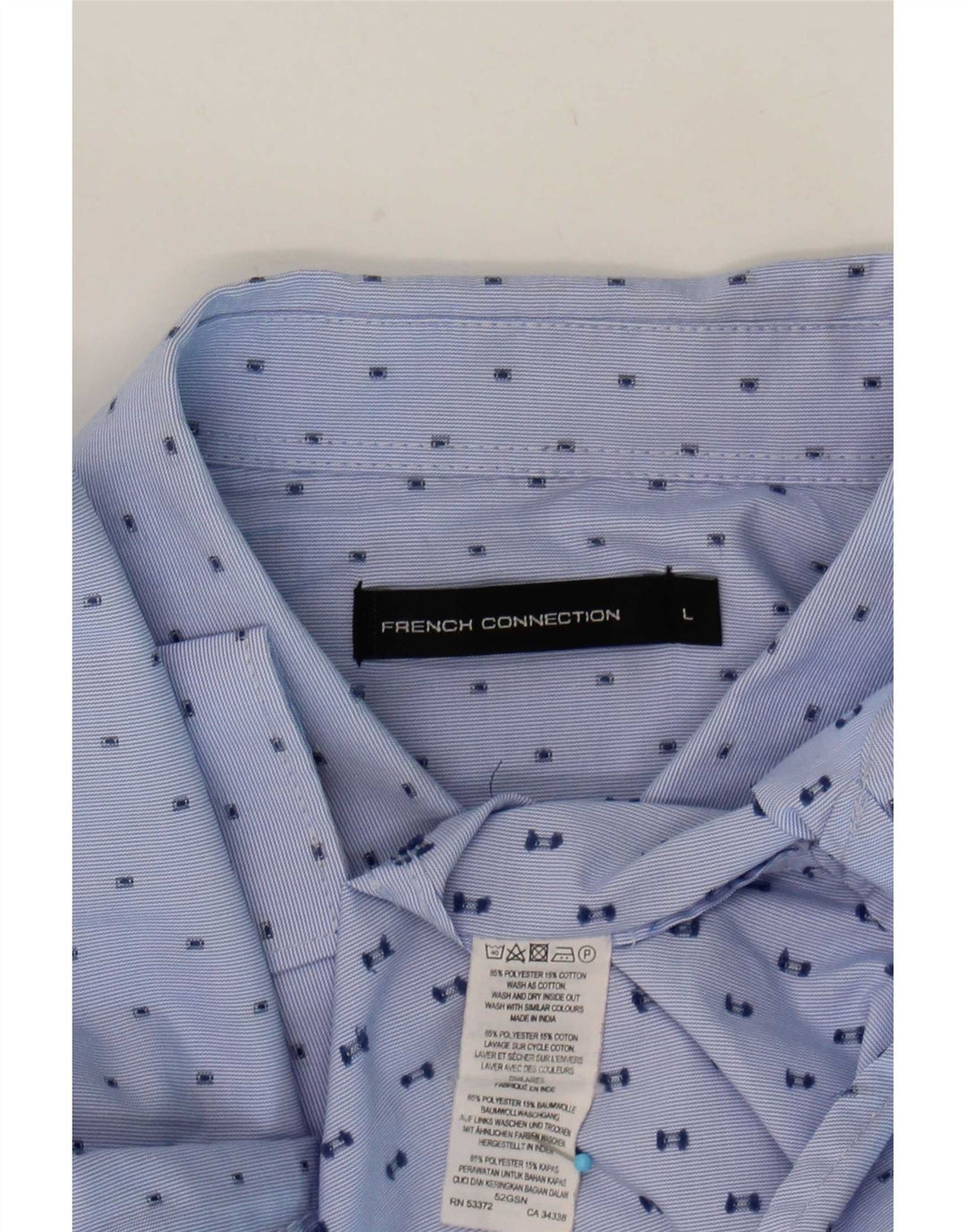 French Connection Herren-Hemd, groß, blau gepunktet, Polyester