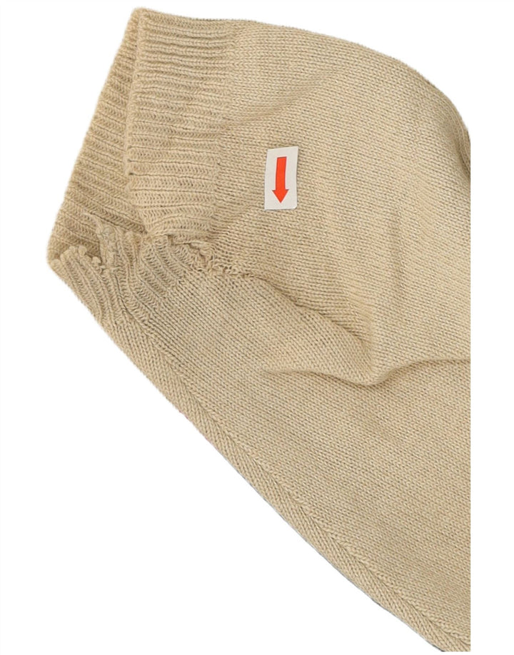 Vintage Herren Pullover Pullover Groß Beige Colourblock Polyacryl